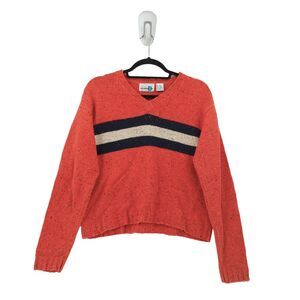 Paul Harris Design Women M Sweater Orange Stripe Confetti Knit Pullover VTG